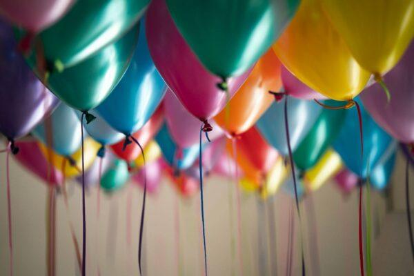 Balloons in the air.